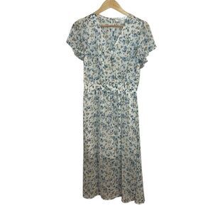 Row A blue calico Midi Dress, Small